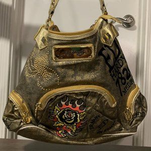 Gold Ed Hardy Purse